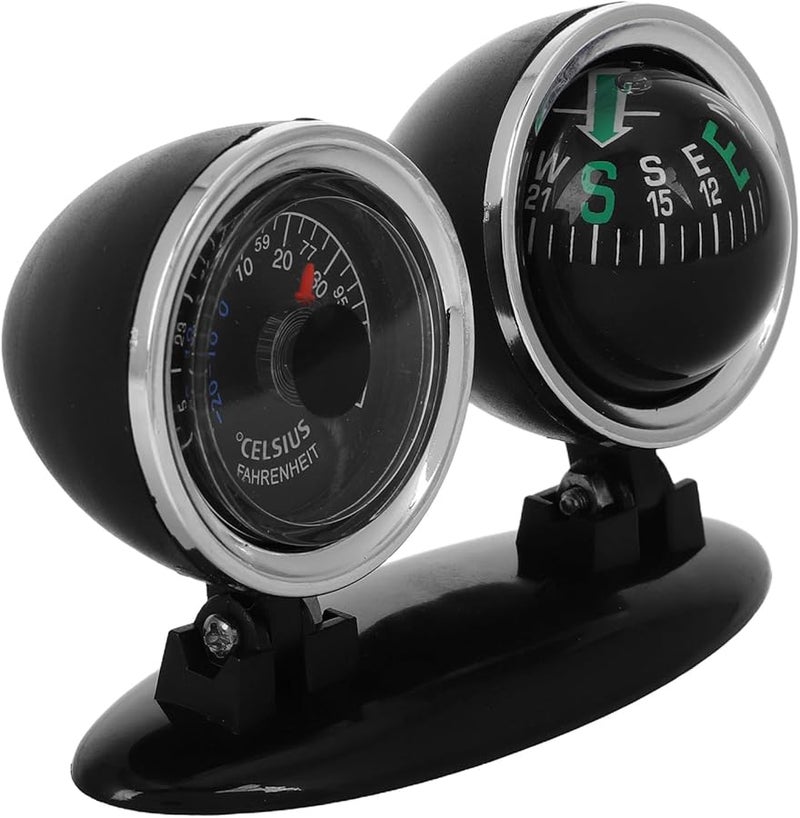 HIAKDOFT 2 in 1 Car Dashboard Compass Ball with Thermometer for Vehicle Truck Boat Navigation - Image 1